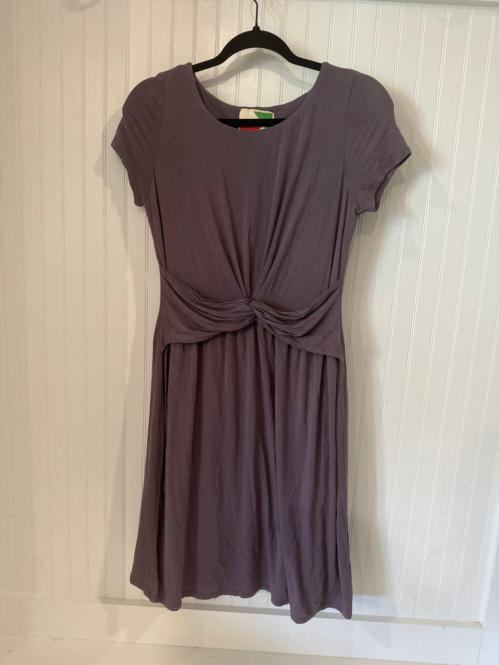 Fervour Women's Knot Front Short Sleeve Shift Jersey Dress Size S Purple Mauve